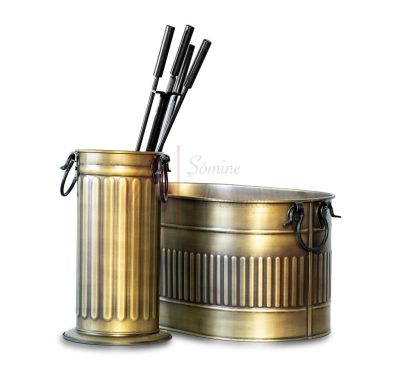 Gold Oval Odunluk ve Maşa Takımı Set1