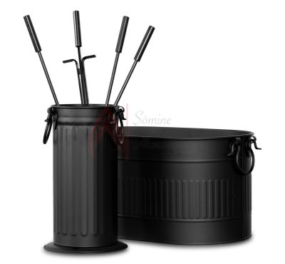 Siyah Oval Odunluk ve Maşa Takımı Set1